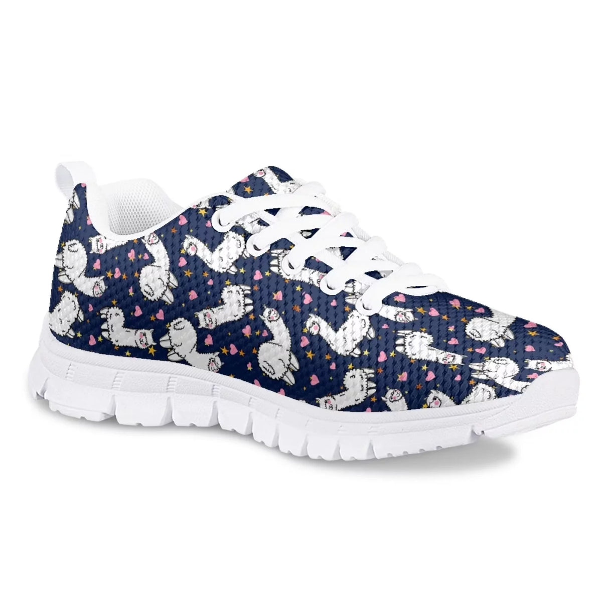 Sneakers for Girls Cartoon Alpaca Print Low Top Lace Up Size 4 Y950990