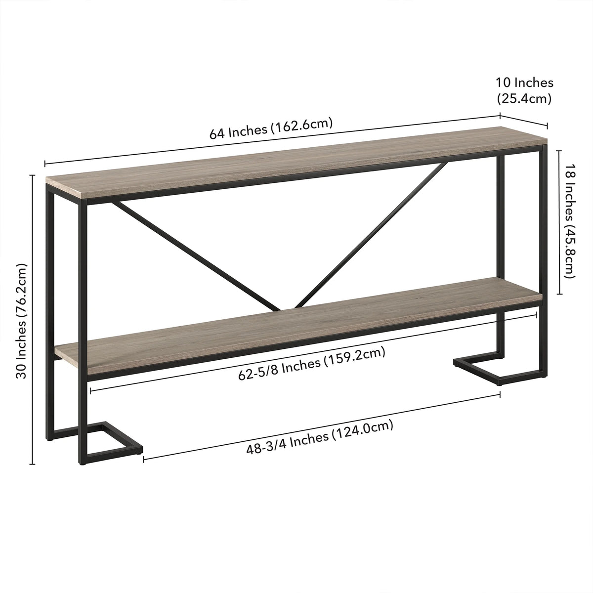 64" Wide Rectangular Console Table M1147