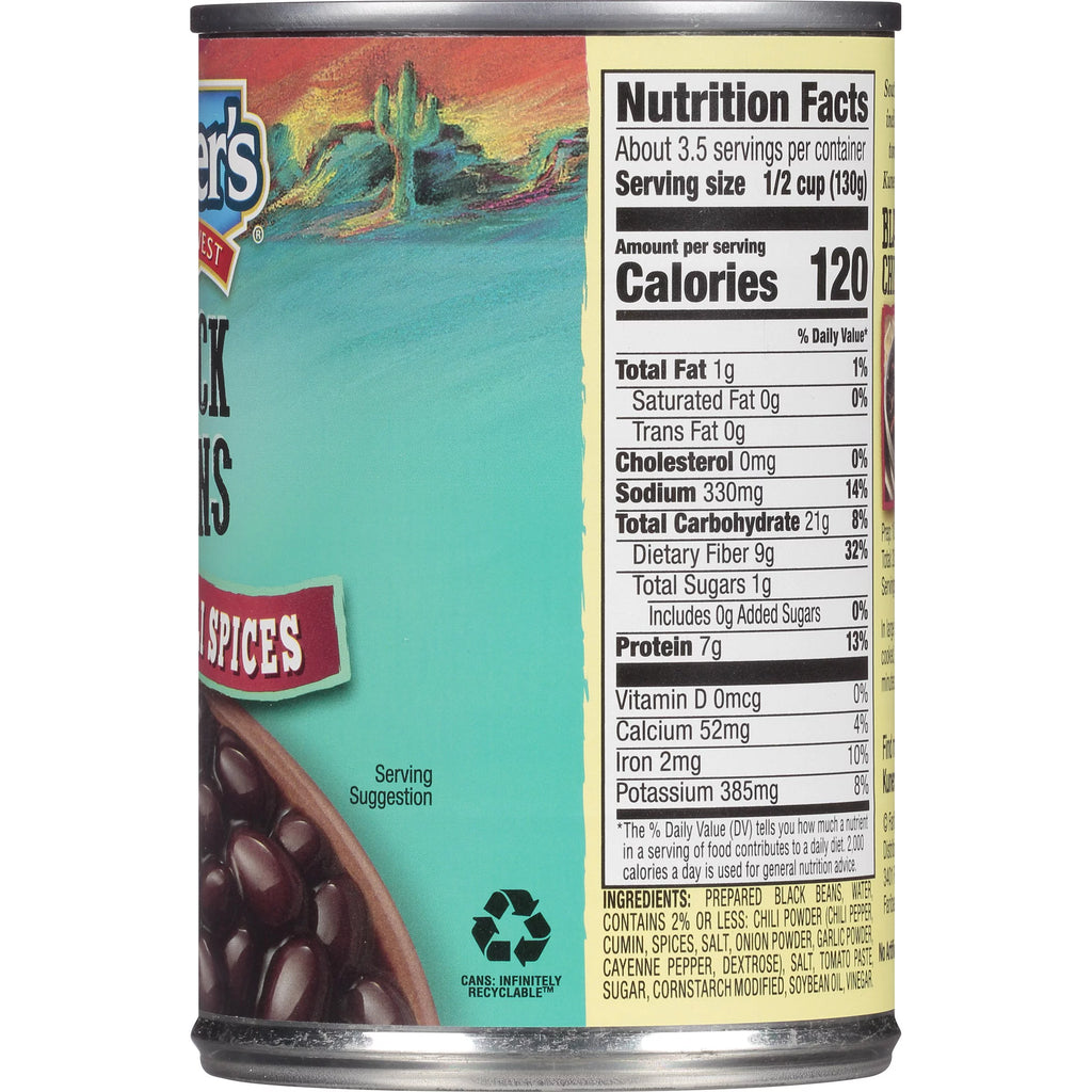 Black Beans Cumin and Chili Spices 15 oz N58914