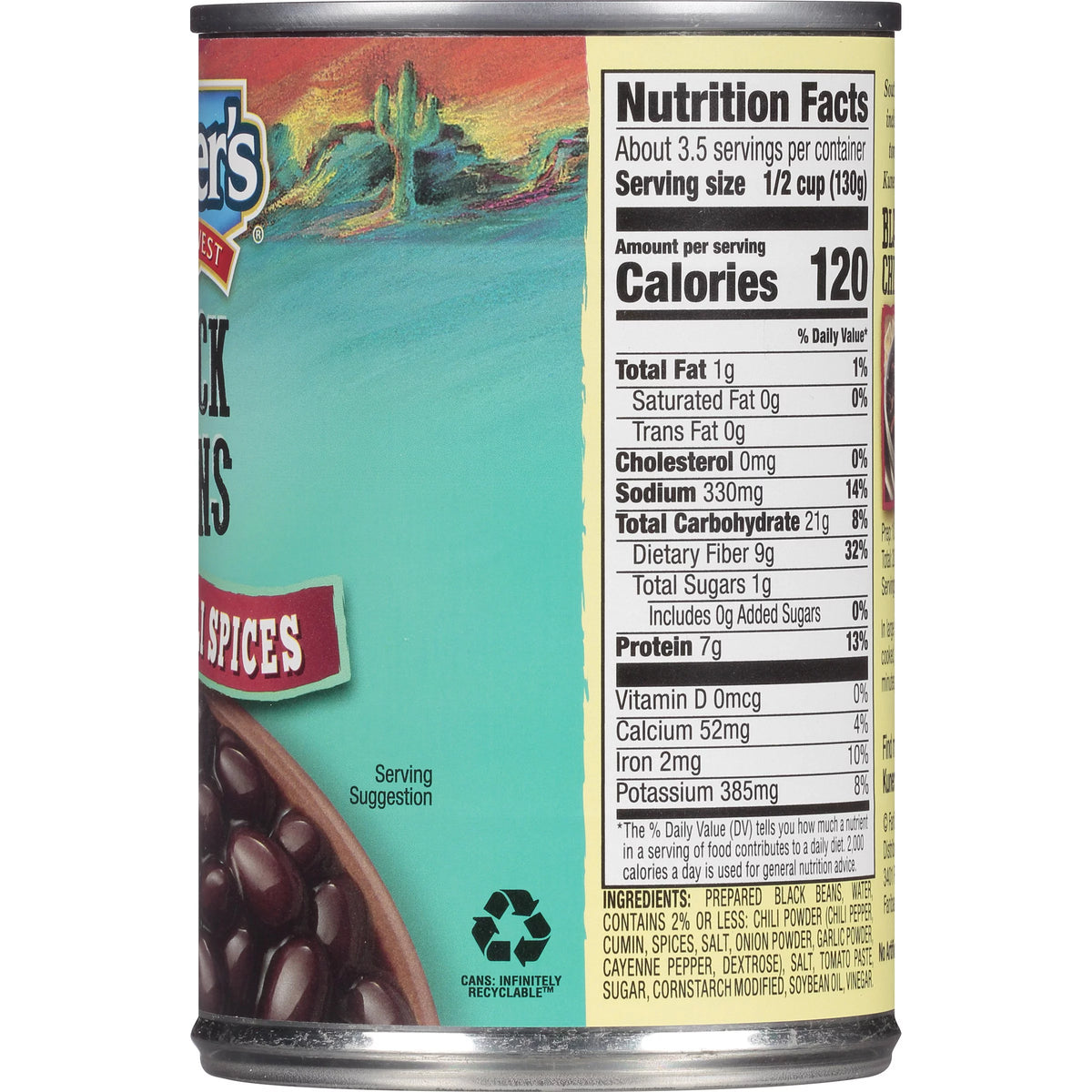 Black Beans Cumin and Chili Spices 15 oz N58914