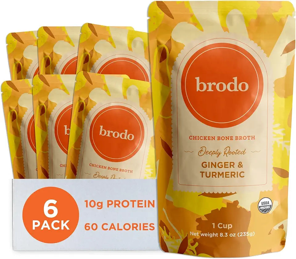 Organic Chicken Bone Broth with Turmeric & Ginger, 6x 8.3 oz. Pouches W9983