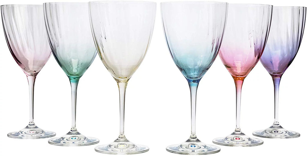 Multi-Colored Bohemian Wine Glasses Set of 6 E501