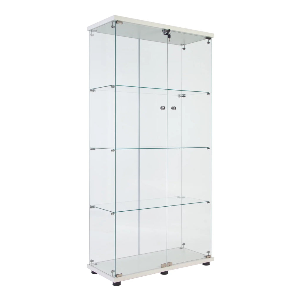 White Two Door Glass Cabinet with 4 Shelves U12612
