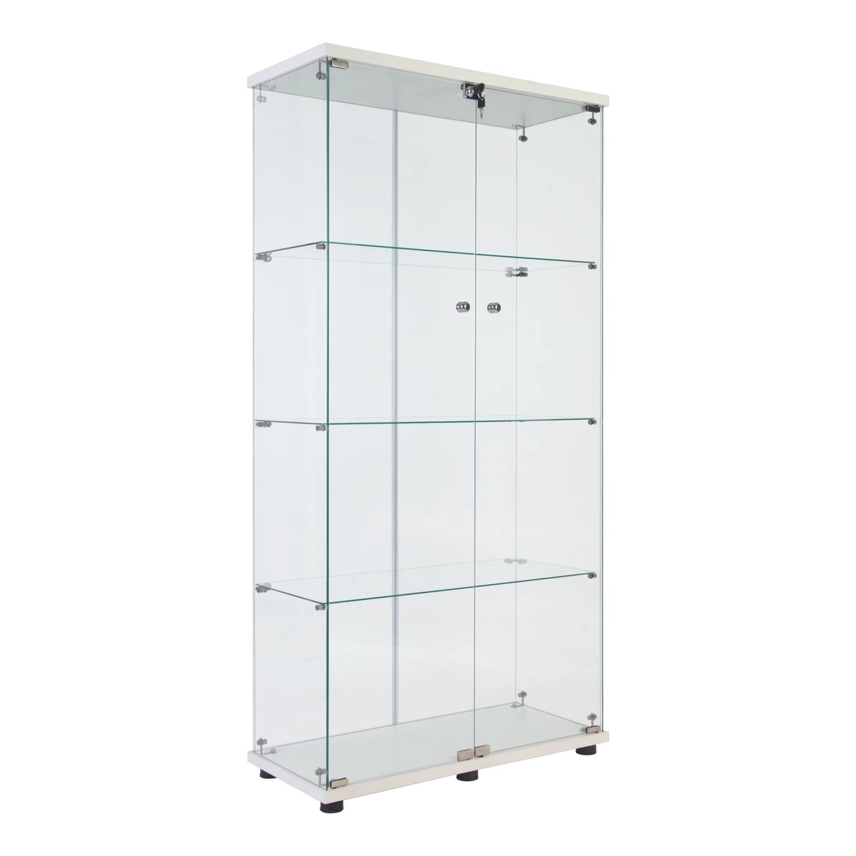 White Two Door Glass Cabinet with 4 Shelves U12612