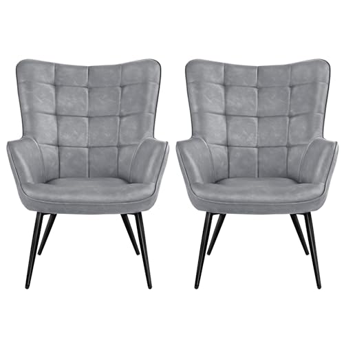 Camel Leather Accent Chairs with Metal Legs R320