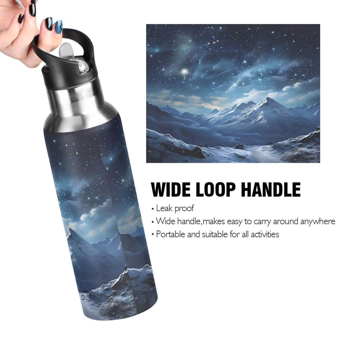 Stainless Steel Insulated Water Bottle with Straw Lid D69364