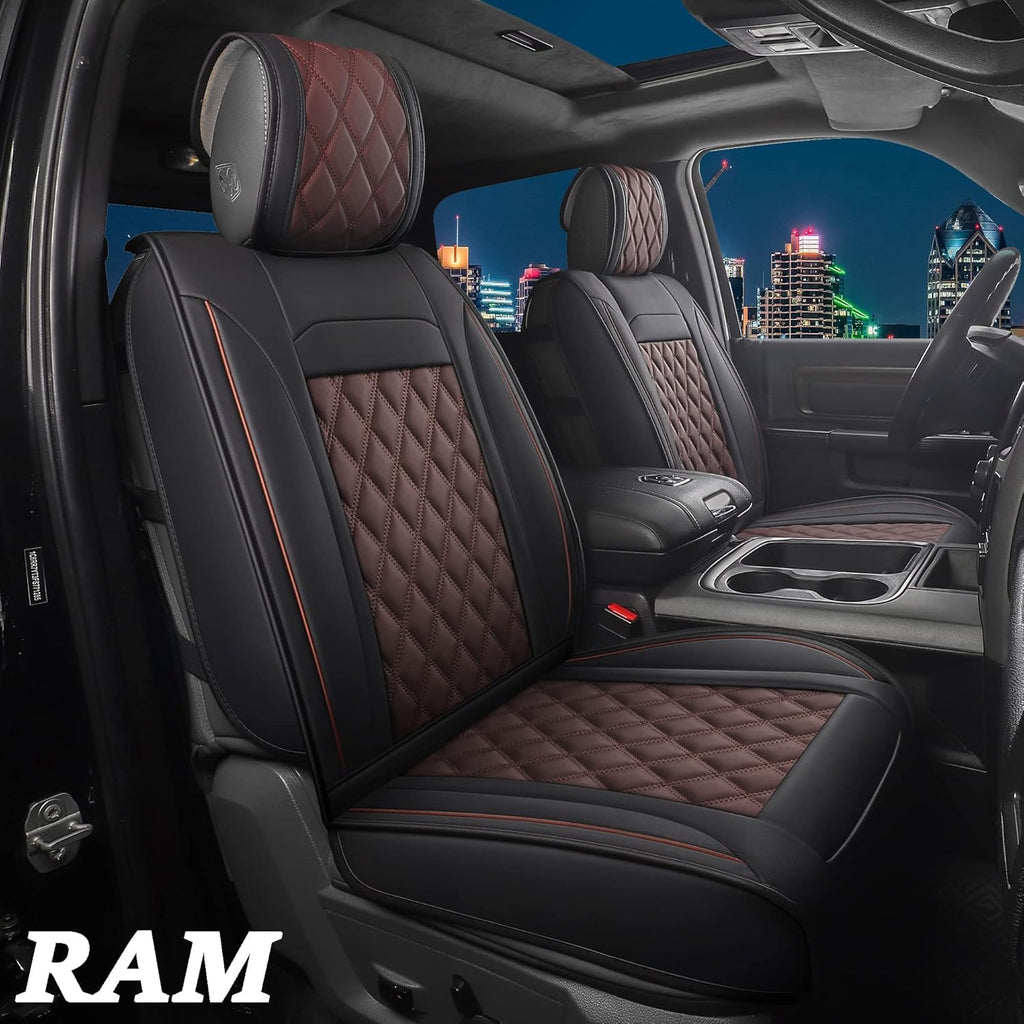 Waterproof Synthetic Leather Seat Covers 5PCS Full Set Black Brown A5635