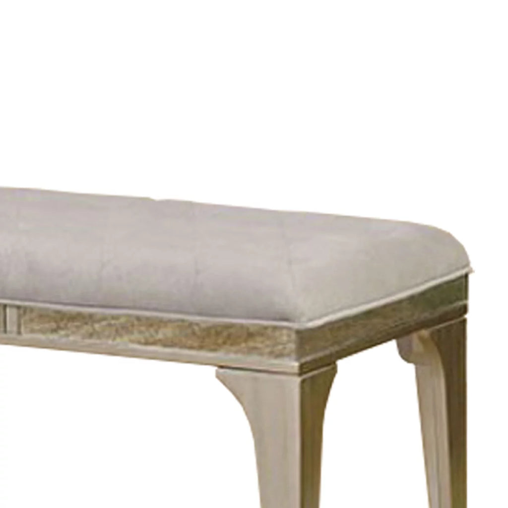 Gray Cushioned Wooden Bench W63622