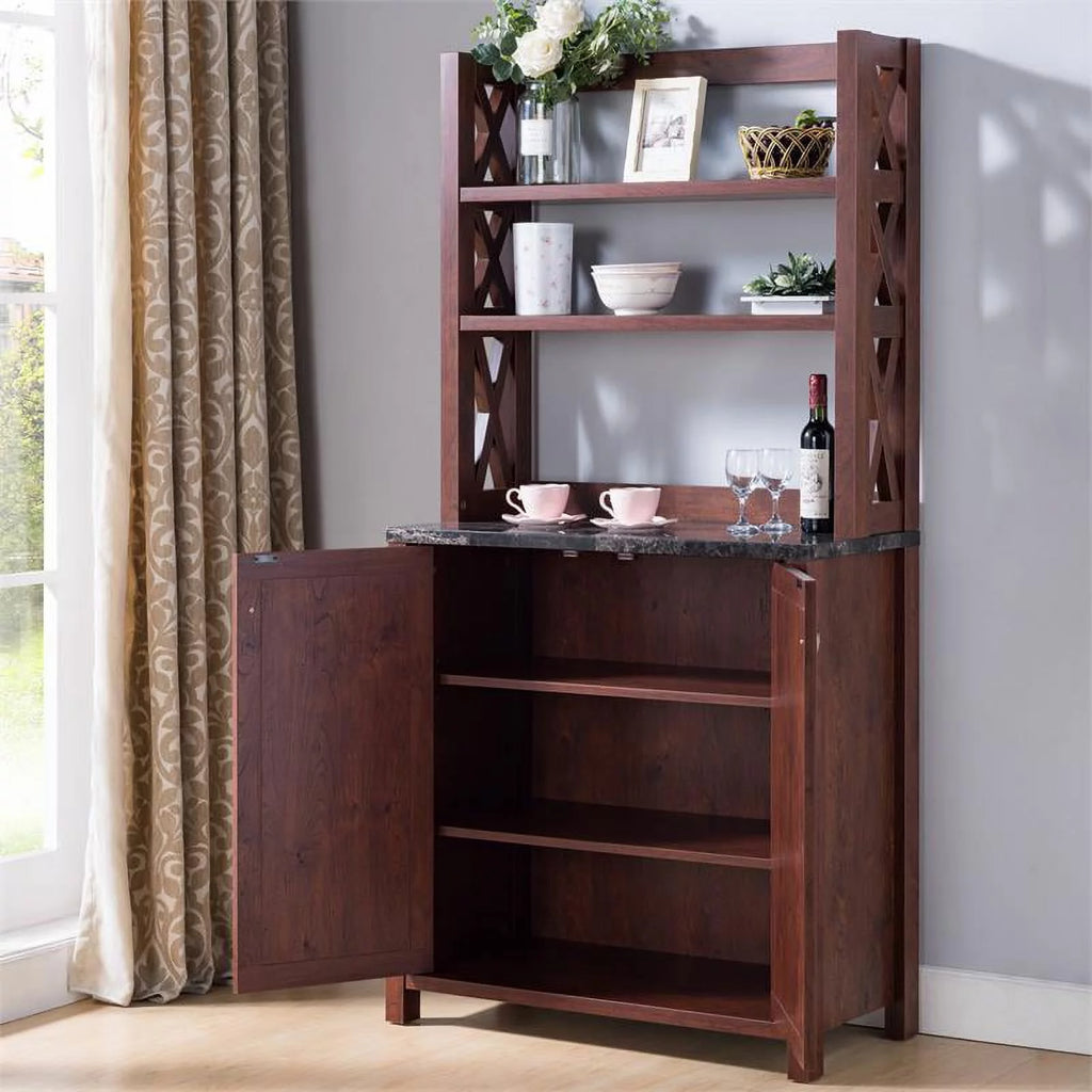Rustic Wood Multi-Storage Baker Rack L94018