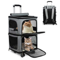 Double-Compartment Pet Carrier Backpack with Wheels W77797