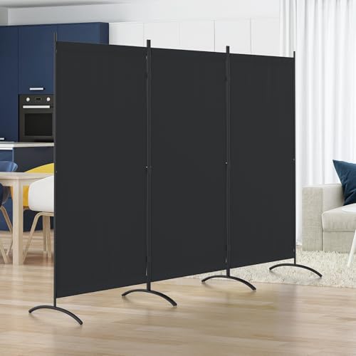 4 Panel Folding Room Divider with 5 Curved Metal Feet White M44254