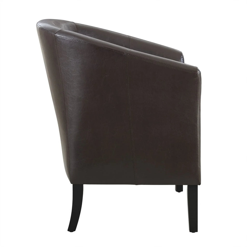 Brown Faux Leather Barrel Club Chair X750
