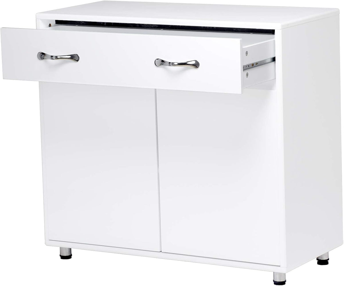White Console Table with Drawer & Two Shelves F492
