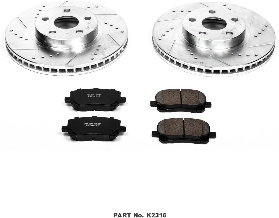 Front Carbon Fiber Brake Pads with Drilled & Slotted Brake Rotors Kit R119