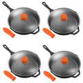 12x22 Pre Seasoned Nonstick Cast Iron Frying Pan with Lid 4 Pack W941