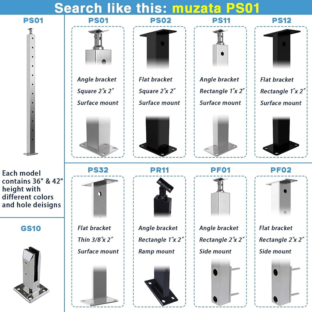 2 Pack Un-drilled Stainless Steel Cable Railing Post O695