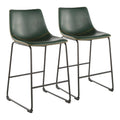 Green Faux Leather Counter Stool Set of 2 G613175