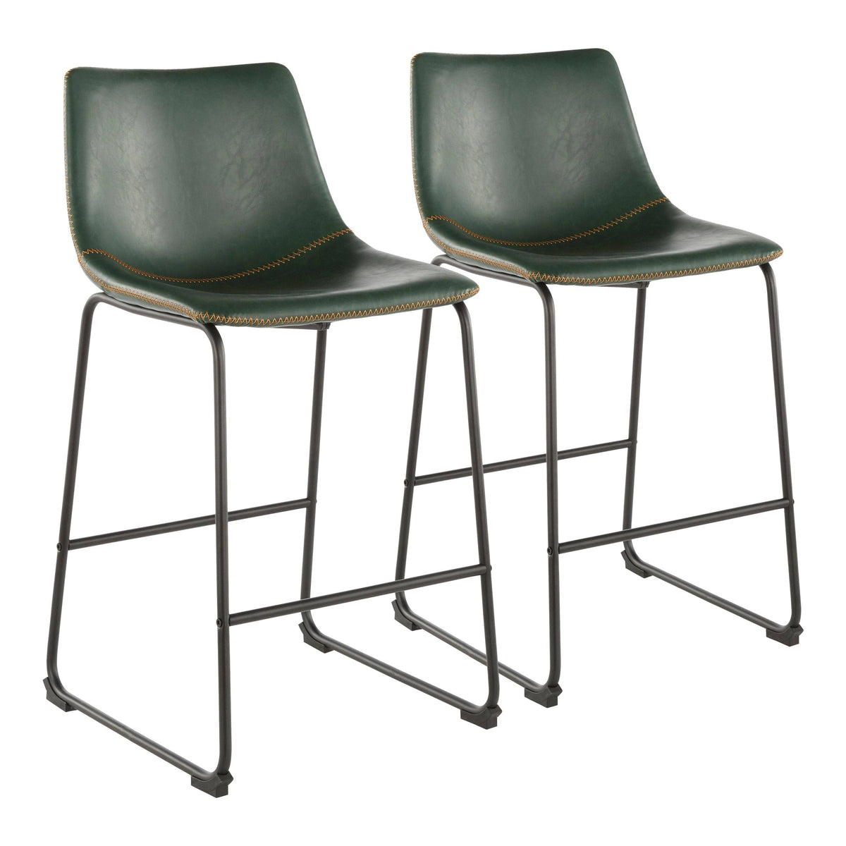 Green Faux Leather Counter Stool Set of 2 G613175