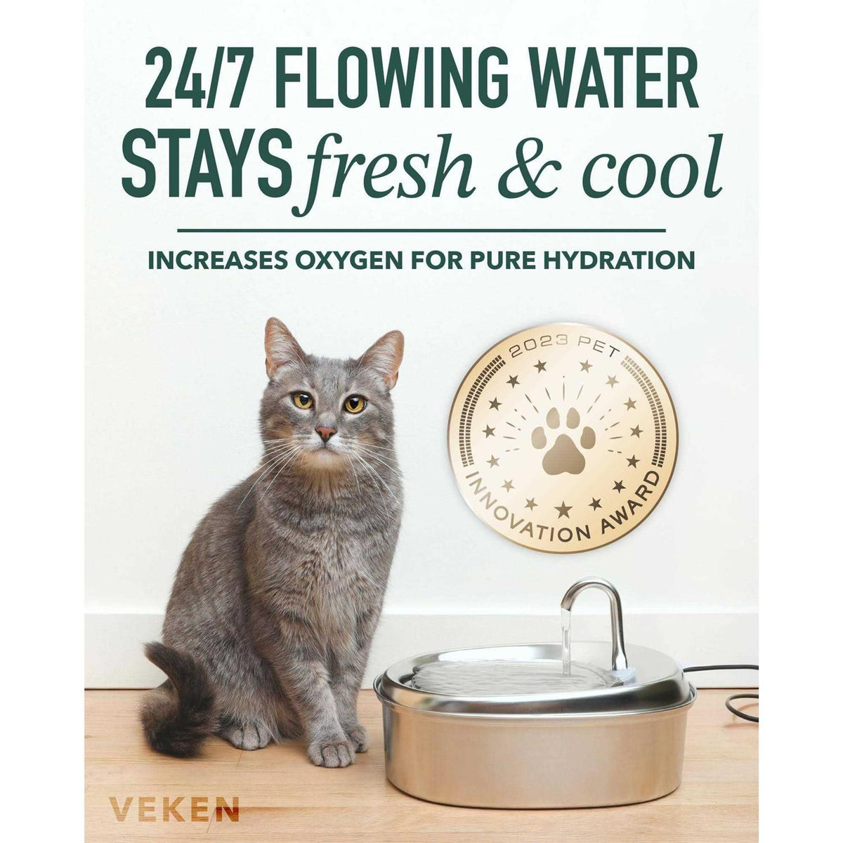 2.5L Stainless Steel Pet Fountain U8574
