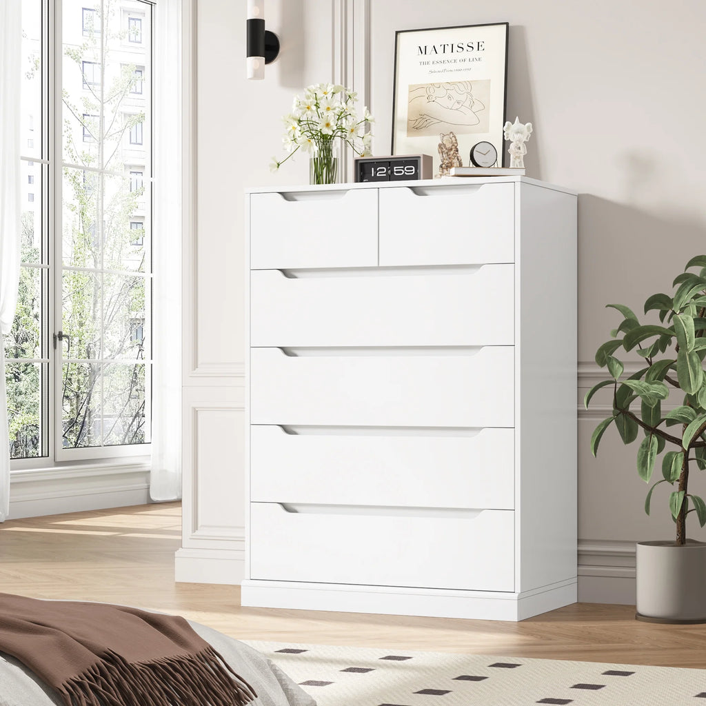White 6 Drawer Wood Dresser Y33672