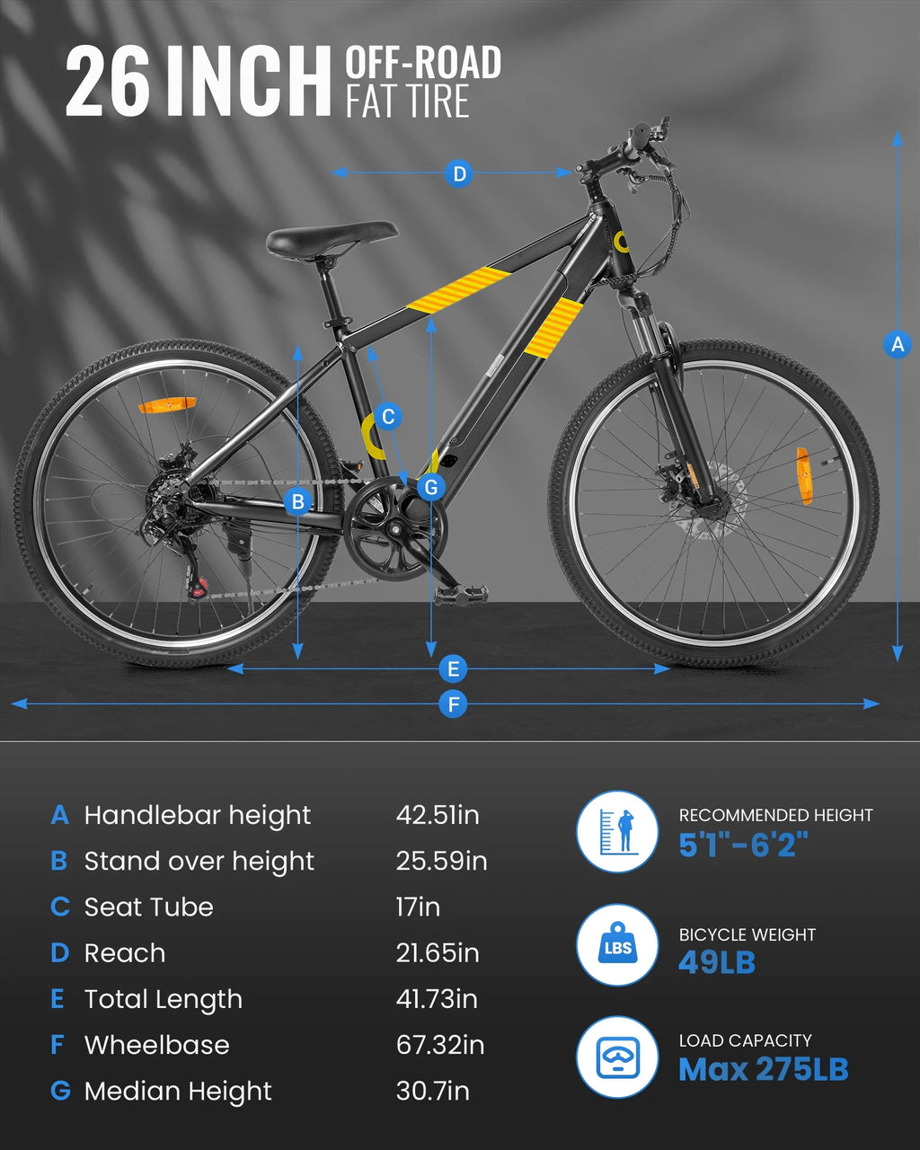 350W 26 Electric Mountain Bike with Removable Battery L28226