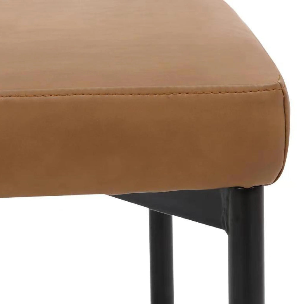 Brown Vegan Leather Dining Chair with Metal Legs Q134791
