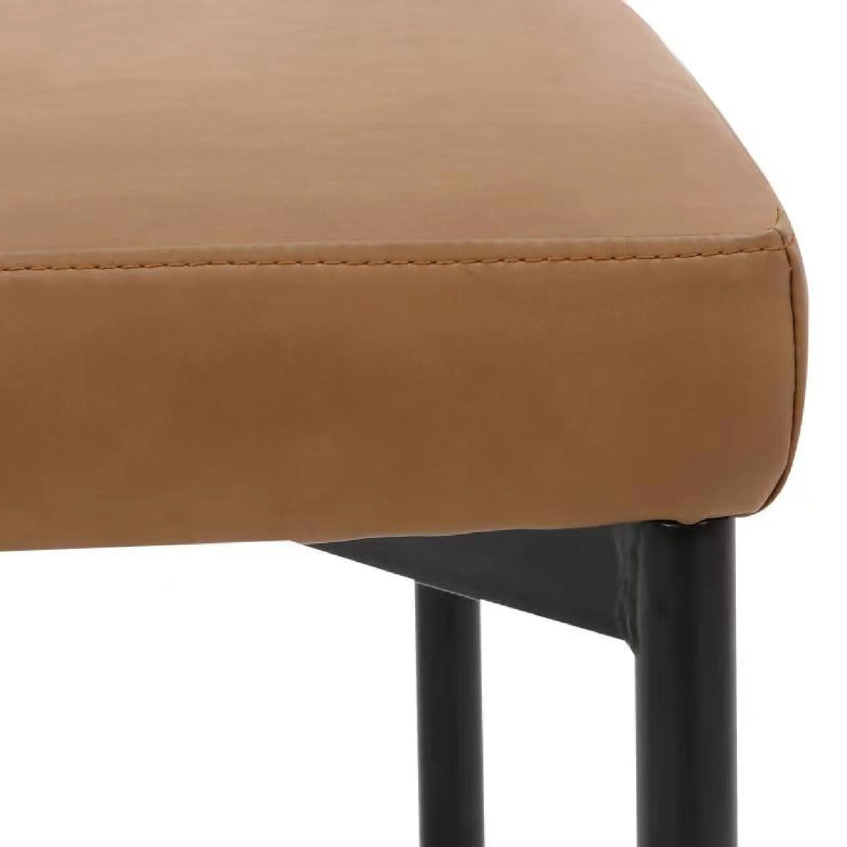 Brown Vegan Leather Dining Chair with Metal Legs Q134791