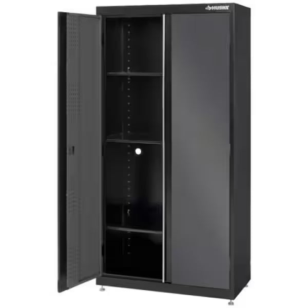 3-Shelf Welded Steel Floor Cabinet in Black and Gray K399