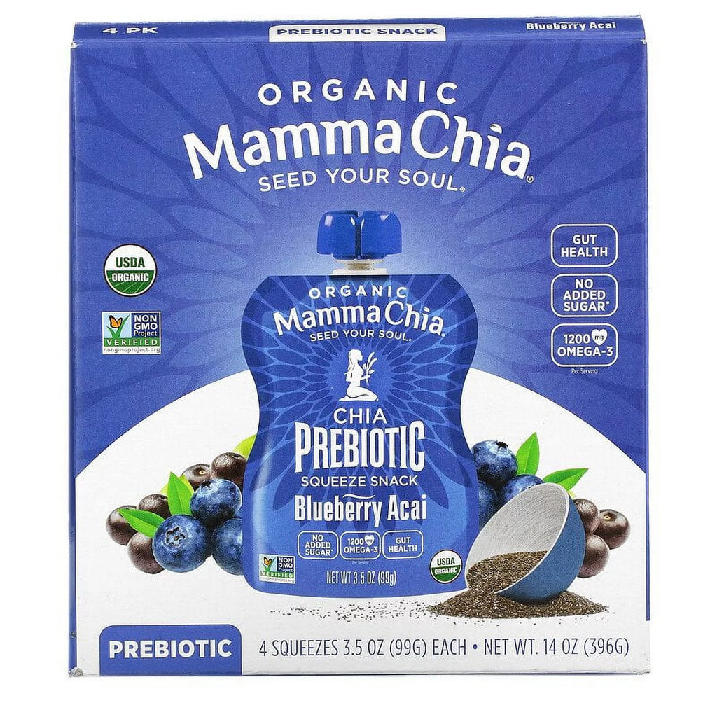 Organic Chia Prebiotic Squeeze Blueberry Acai 3.5 oz Pack of 2 E673155