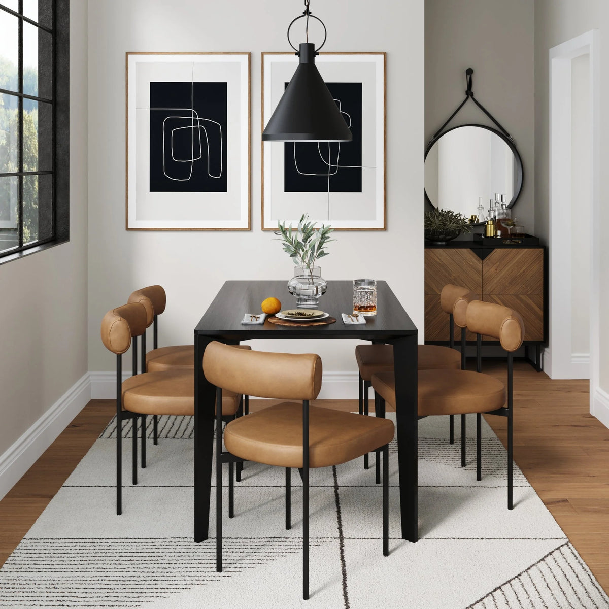 Brown Vegan Leather Dining Chair with Metal Legs Q134791
