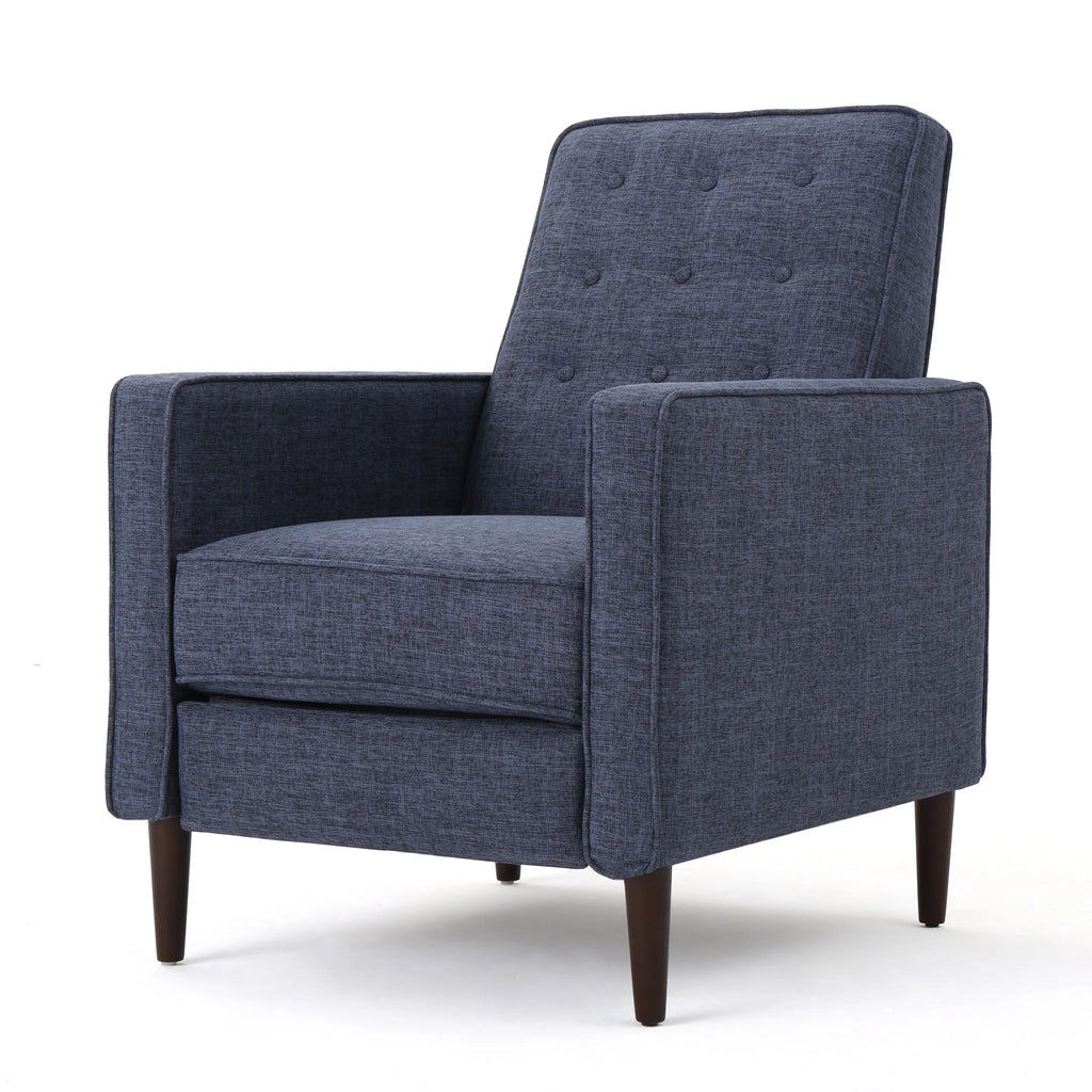 Dark Blue Tufted Fabric Recliner C9658
