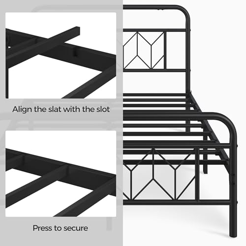 Black Full Size Metal Platform Bed Frame with Headboard and Footboard F25849