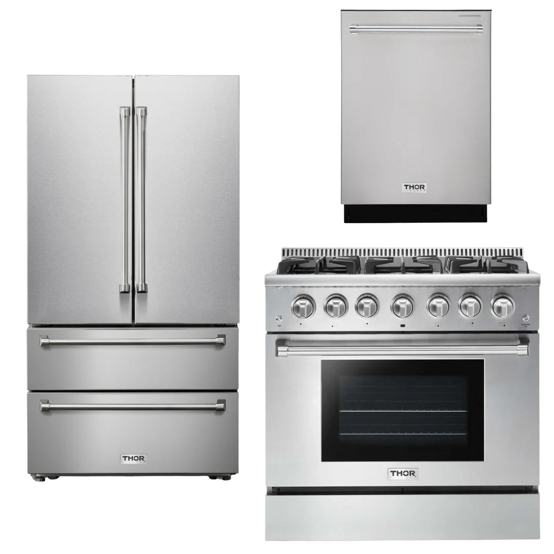 36 Propane Gas Range, Refrigerator, Dishwasher Y5666