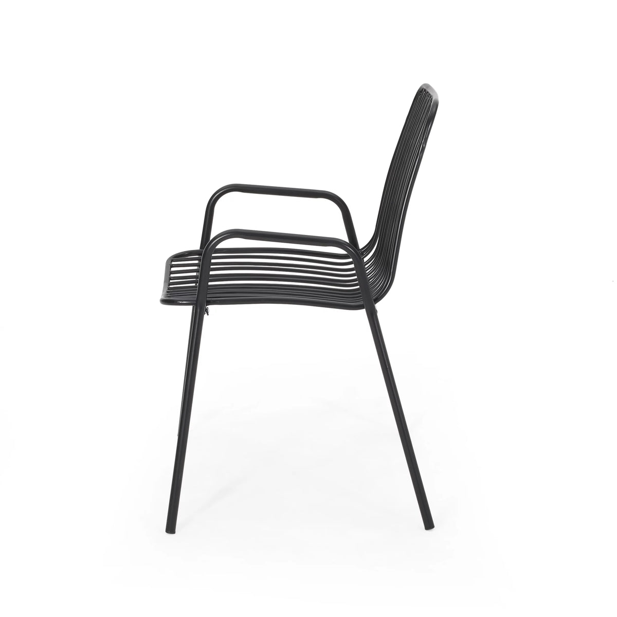 Black Metal Outdoor Club Chairs, Set of 2 C98353
