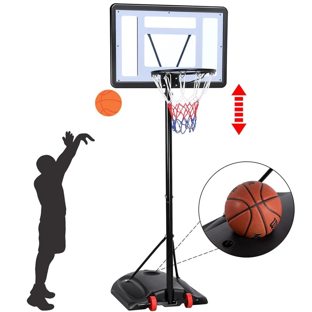 Height Adjustable Portable Basketball System with Wheels and Weighted Base F66942