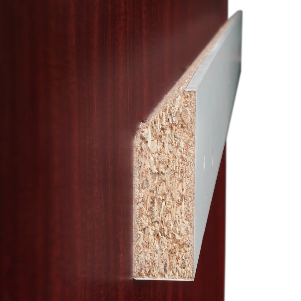Double Full Pedestal Reception Desk with White Transaction Top Mahogany H716254
