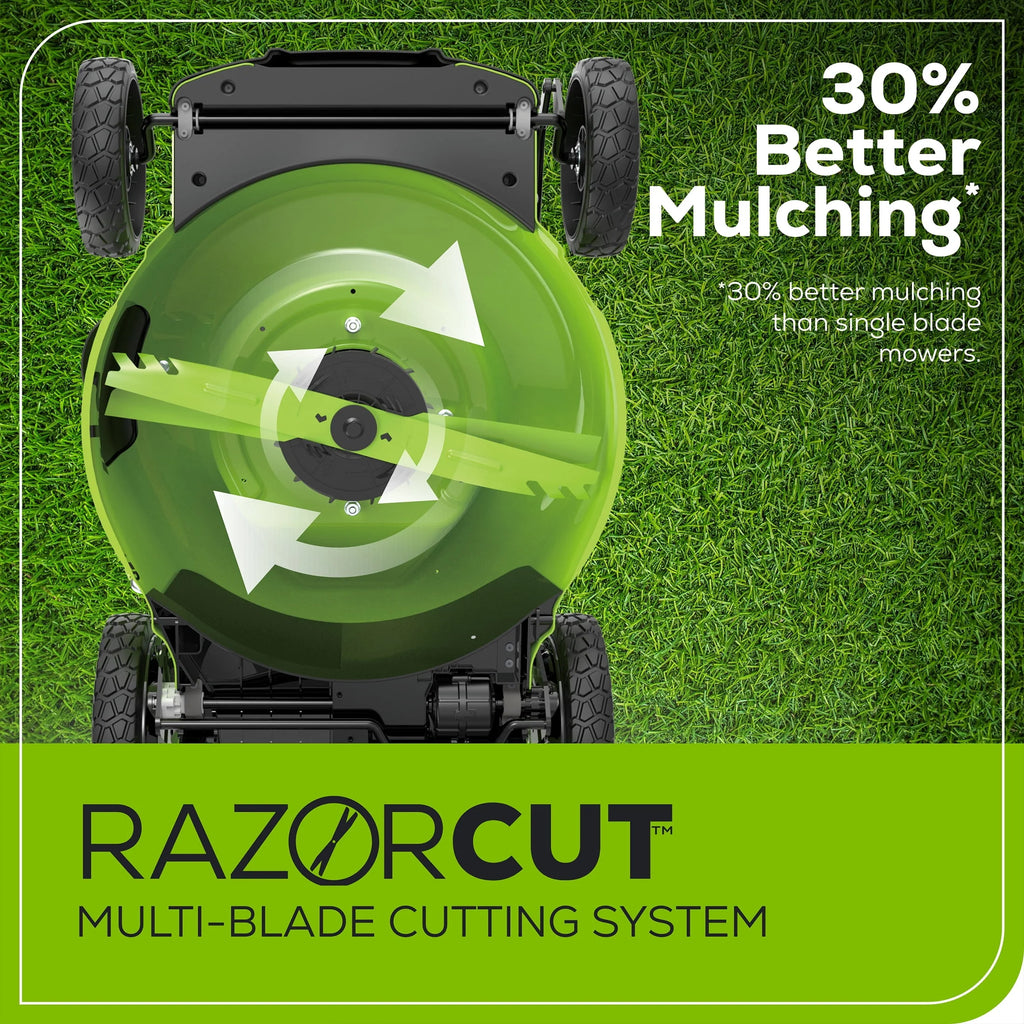60V 21” Self-Propelled Lawn Mower with 5.0 Ah Batteries & Charger O243