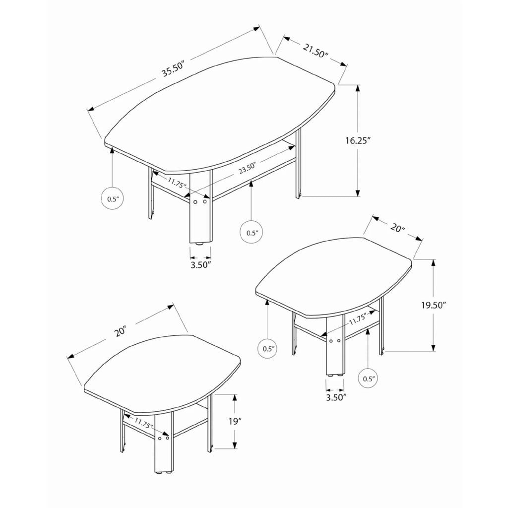 Black 3pcs Table Set A5007