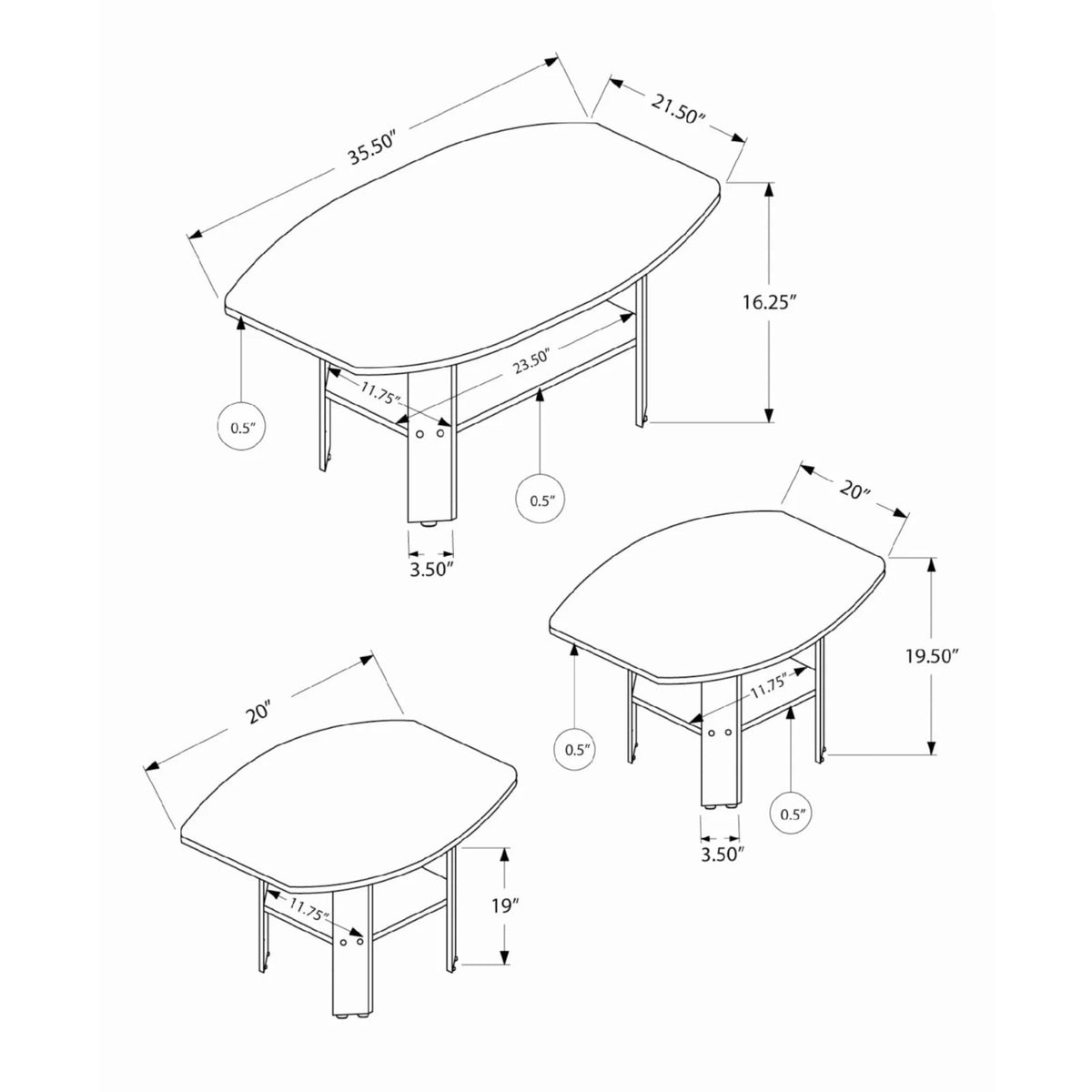 Black 3pcs Table Set A5007