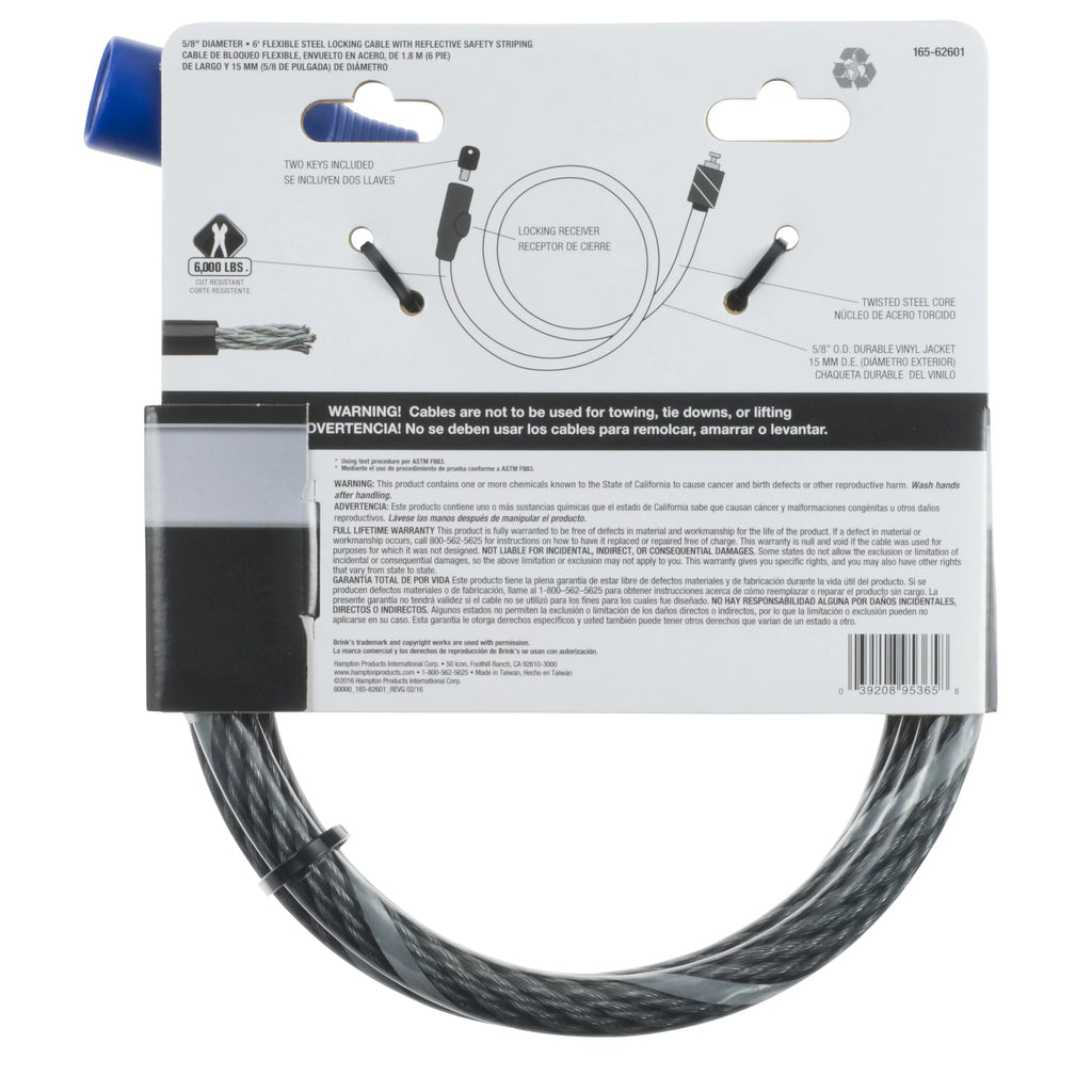 5/8in x 6ft Steel Keyed Cable Lock J710548
