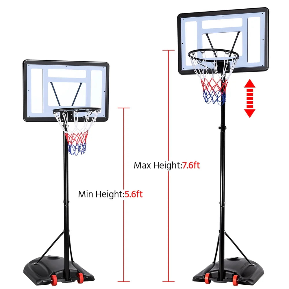 Height Adjustable Portable Basketball System with Wheels and Weighted Base F66942