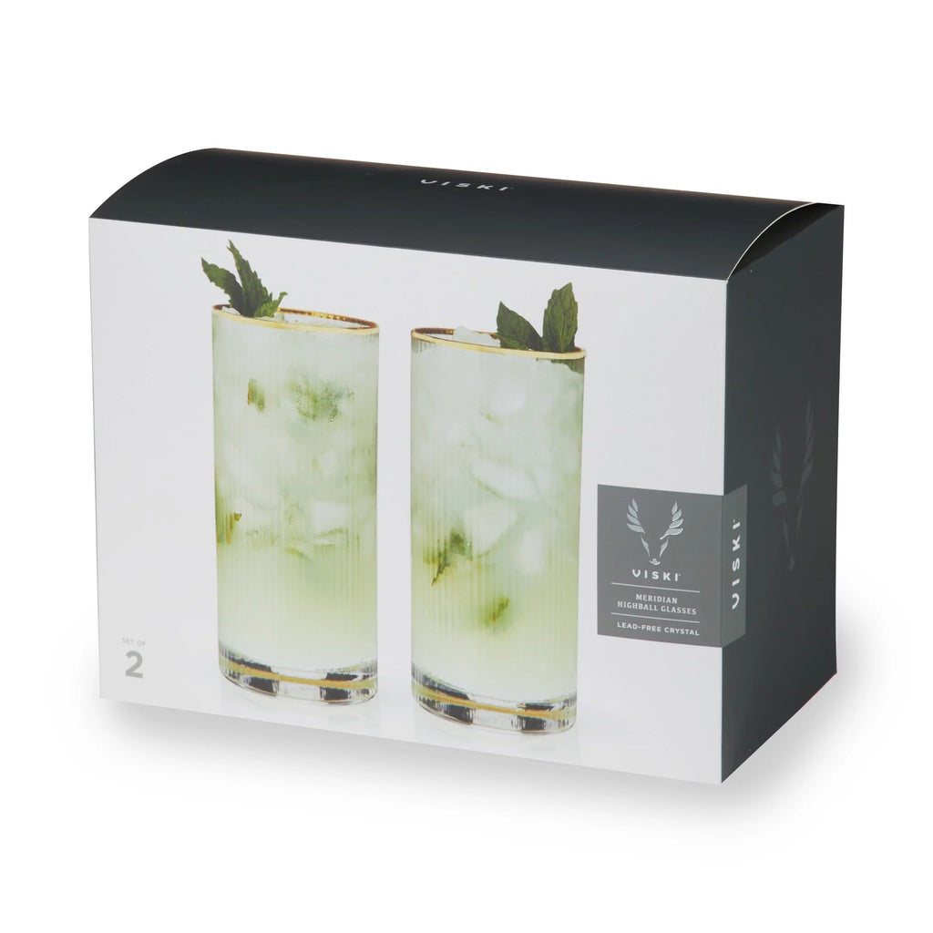 Set of 2 15oz Gold Rimmed Highball Glasses M939316