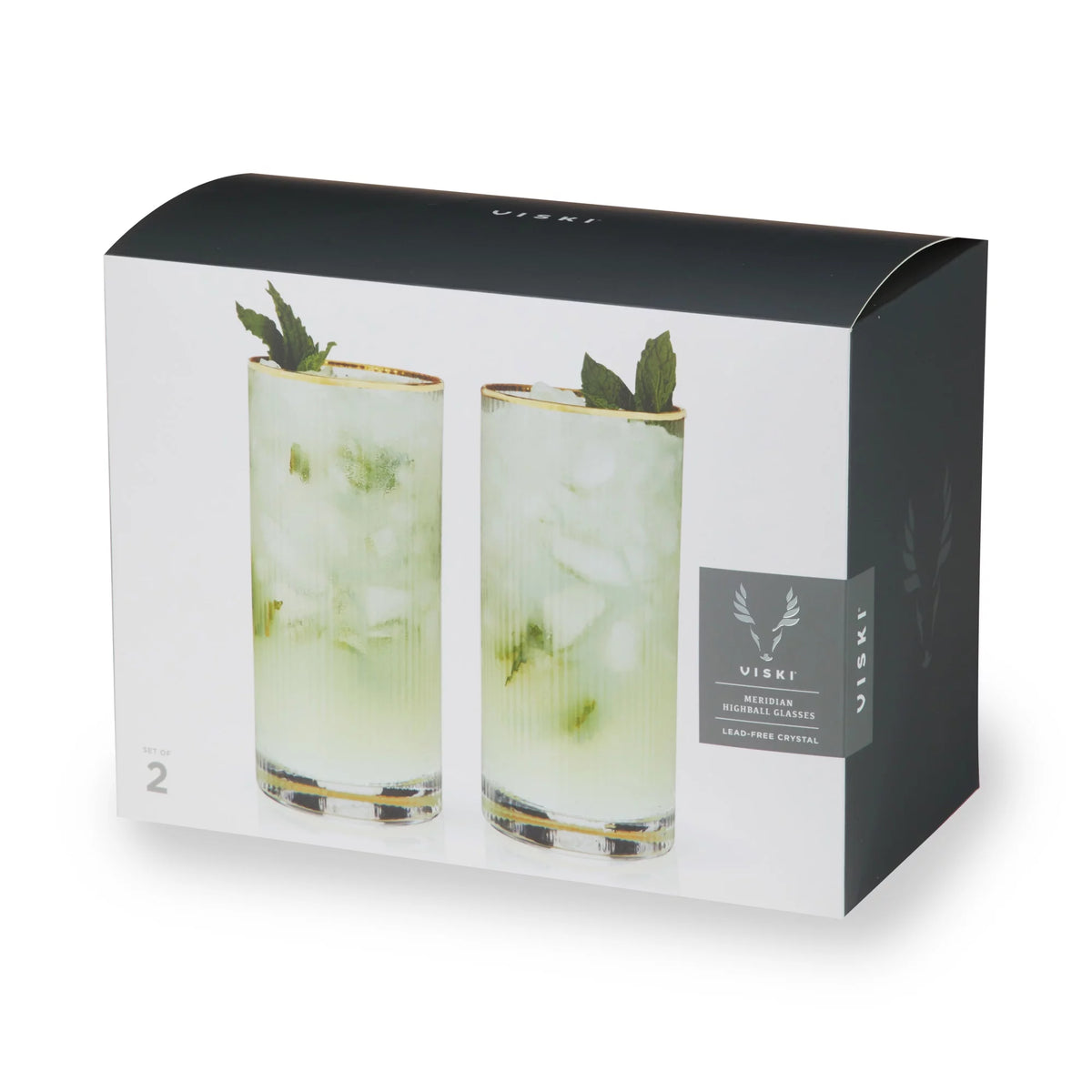 Set of 2 15oz Gold Rimmed Highball Glasses M939316