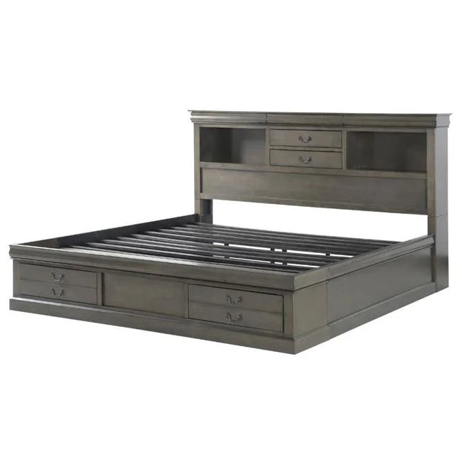 King Size Dark Gray Bed with Storage R662