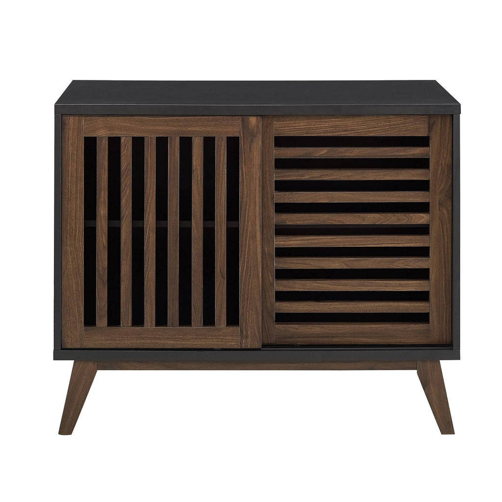 36x22 Two Shelf Laminate and Metal Accent Cabinet White with Rustic Oak P385