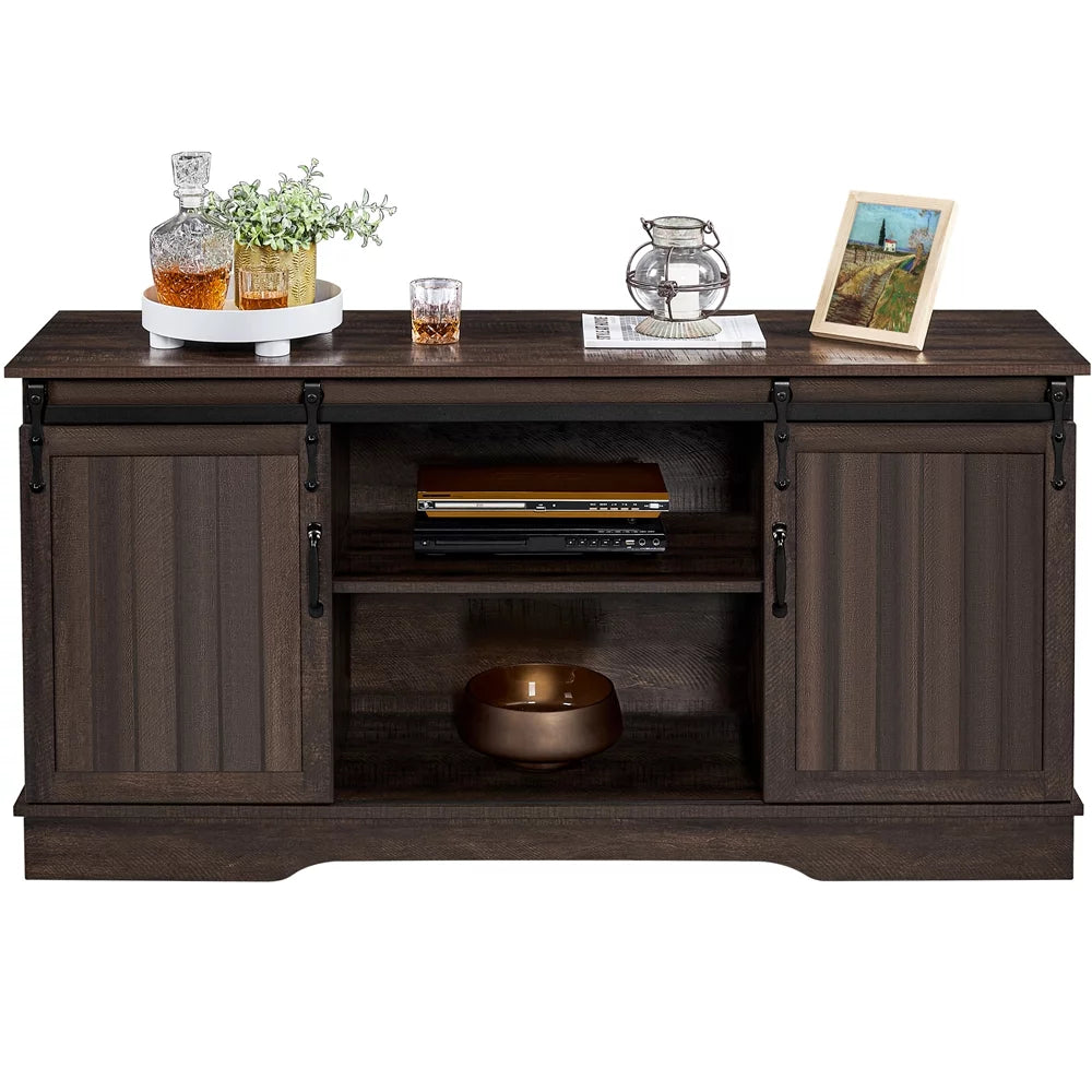 Modern TV Stand with Storage Shelves up to 65 Inch Rustic Brown J681995