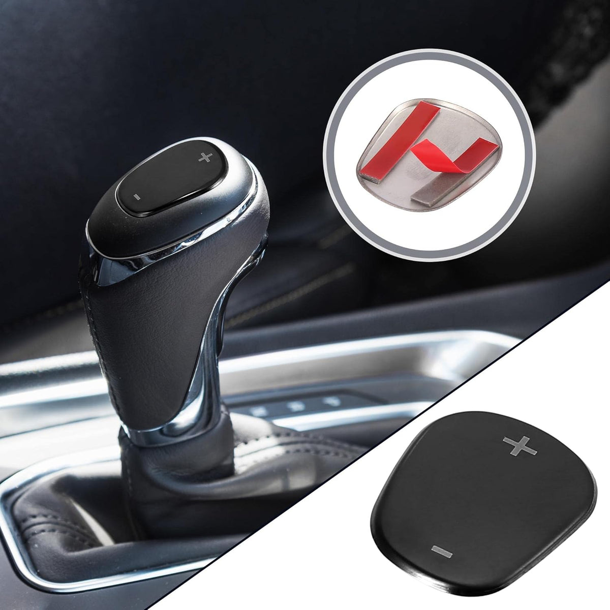 Car Gear Shift Knob Cover Sticker Stainless Steel Black Pack of 2 D7990