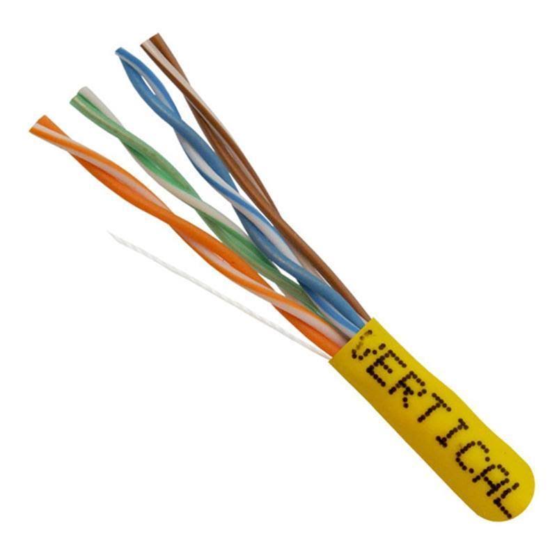 Cat5e UTP 24AWG 8C Solid Bare Copper 1000ft Yellow Bulk Ethernet Cable J1413