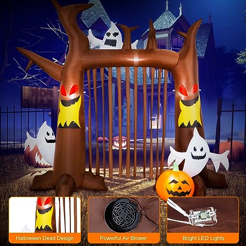 8FT Halloween Inflatable Dead Tree with Ghosts & Pumpkins X9967