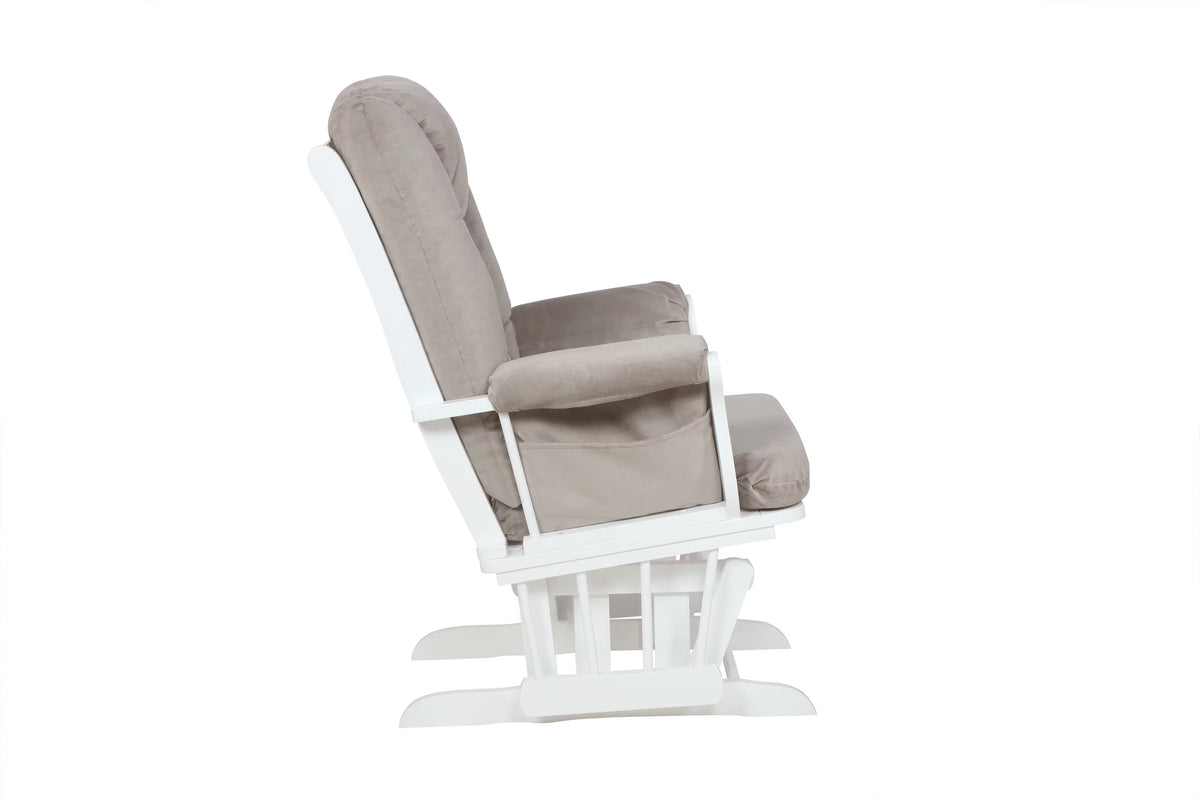 White Solid Wood Glider Chair and Ottoman B1518